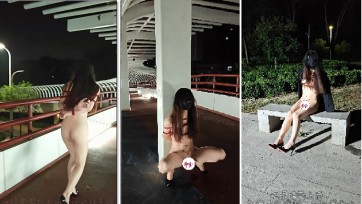 【一颗露露子】户外捆绑篇11预告 全裸红绳日式捆绑，高跟鞋天桥露出探险失禁出尿，多次躲避路边车辆，长椅驷马捆绑放置，蒙眼蹦跳游戏【预告】
